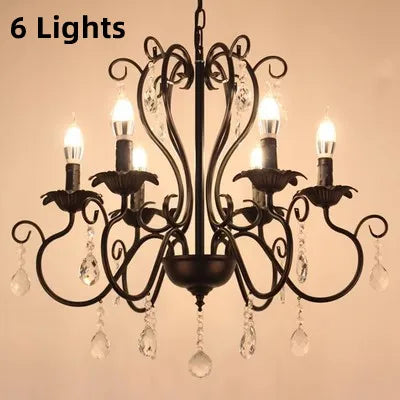 ثريا DecorBites™ المعدنية باللونين الأسود والأبيض مع قلادات كريستالية لإضاءة منزلية أنيقة