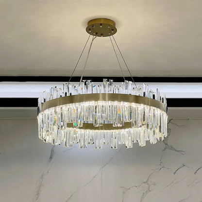 DecorBites™ Crystal Chandelier: Modern LED Chrome Gold Lighting for Living Room Bedroom Kitchen