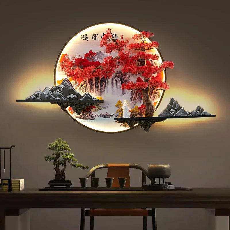 DecorBites™ LED Landscape Pine Picture Wall Light for Home Decor