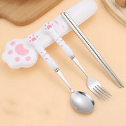 Juego de Cubiertos de Garra de Gato Kawaii™ Decorbites para Niños - Kit de Utensilios de Mesa Portátil para Exteriores