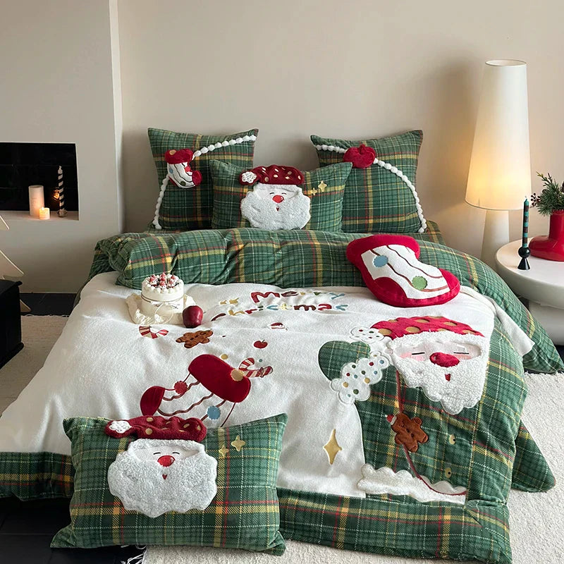 Decobites Santa Claus Winter Bedding Set, Single Duvet, Bed Sheet, Pillowcases