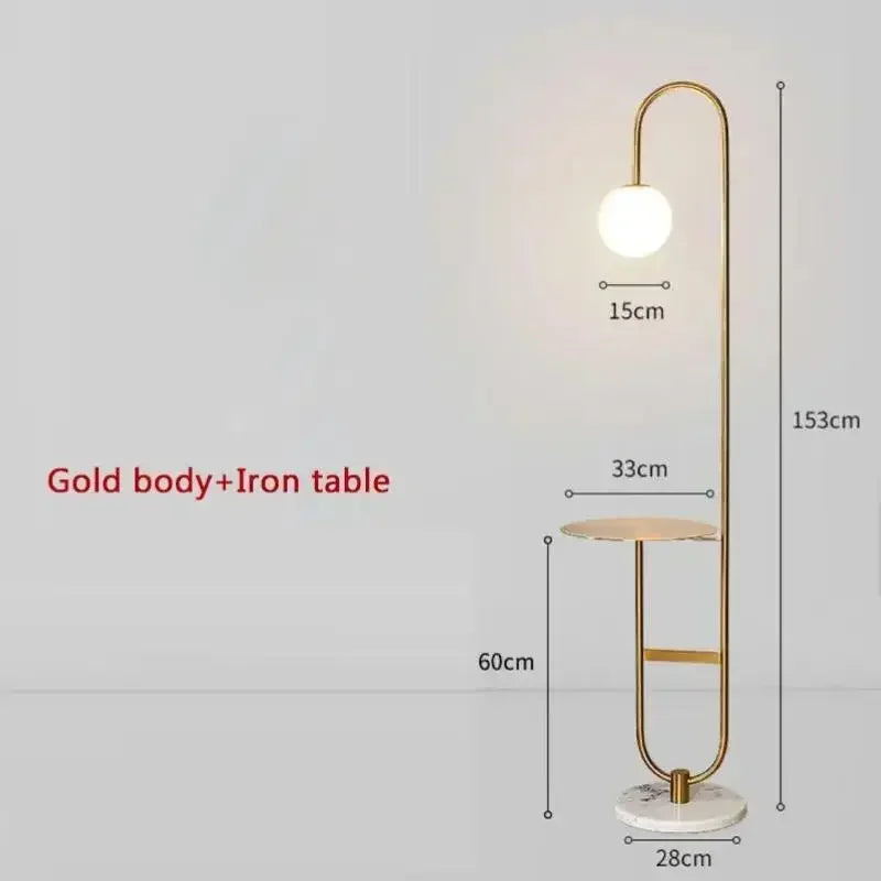 DecorBites™ Glass Side Table LED Floor Lamp for Nordic Living Room Art Decor