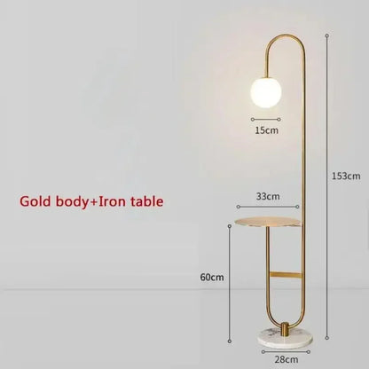 DecorBites™ Glass Side Table LED Floor Lamp for Nordic Living Room Art Decor