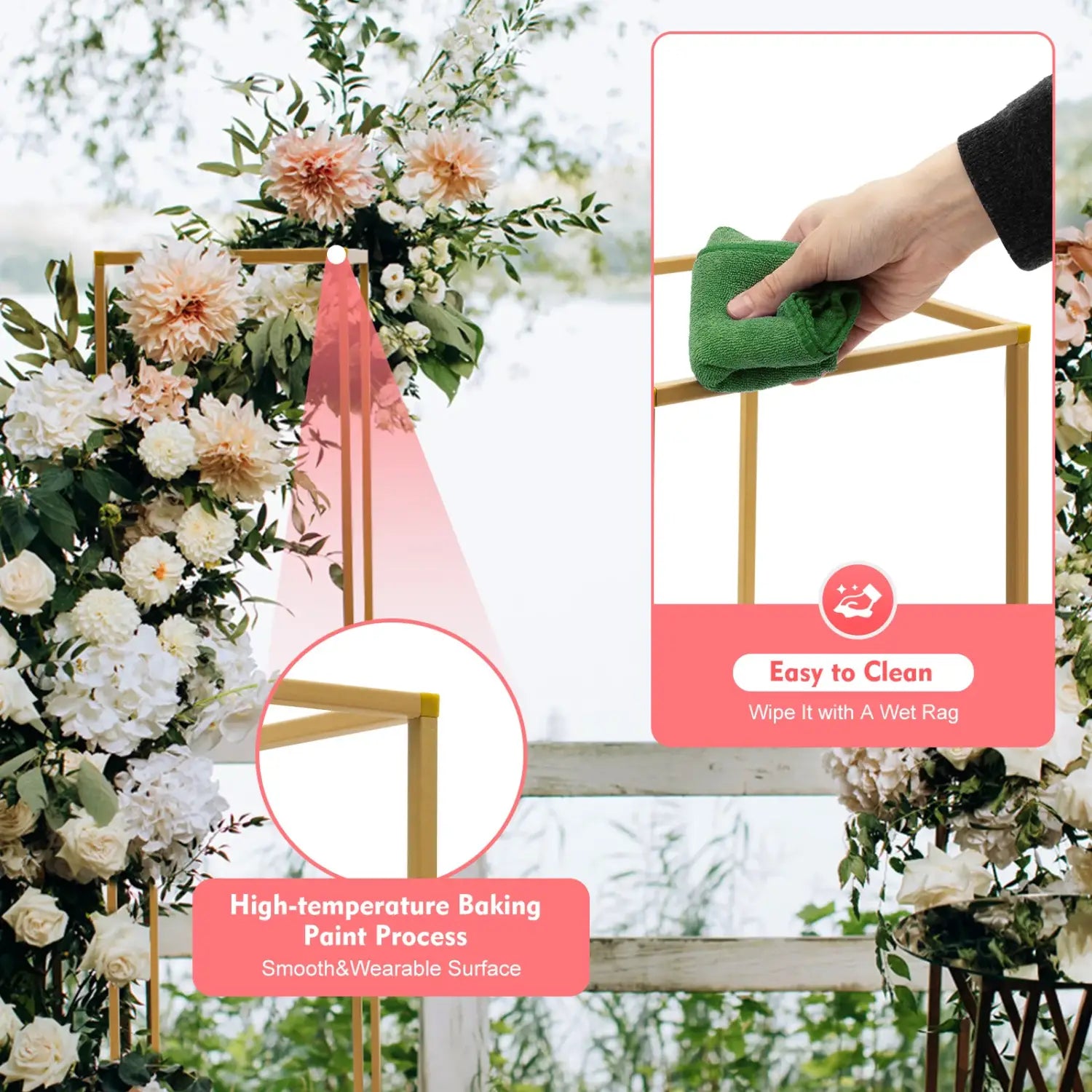 DecorBites™ Elegant 10-Piece Gold Wedding Flower Stand