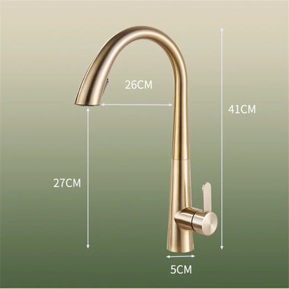 DecorBites™ Black Brushed Gold Kitchen Faucet with Pull Out Spring Spout