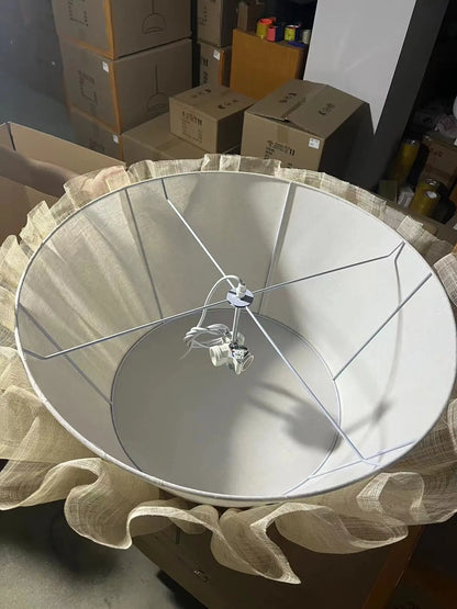 Lámpara colgante DecorBites™ de tela color blanco crema para comedor, diseño minimalista nórdico hecho a mano