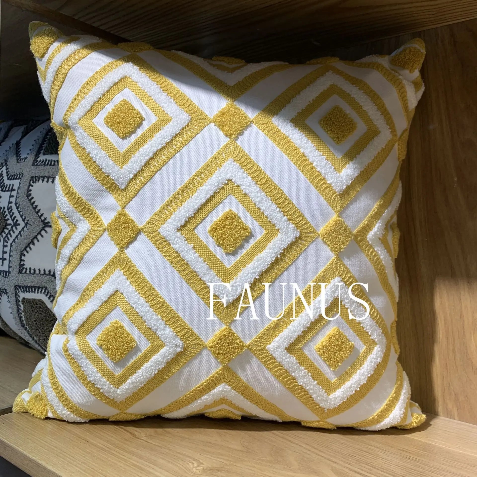 Leaf Embroidered Cotton Cushions