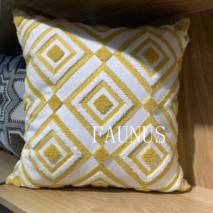 DecorBites™ Leaf Embroidered Cotton Cushion Cover Set - Home Decor Pillow Covers 45x45