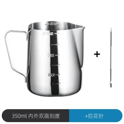 DecorBites™ Latte Art Cup with Pull Needle, Measuring Scale, Milk Frother, Garland Mug