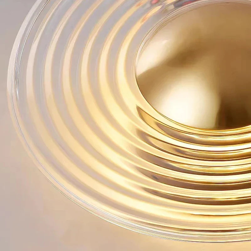 DecorBites™ LED Glass Wall Lamp Stripe Design Round Light Fixture Gold Lumina