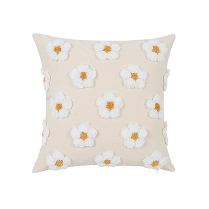 DecorBites™ Daisy Flora Embroidered Cushion Cover - Home Decor Yellow Blue Flowers