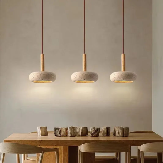 Wabi-Sabi Yellow Travertine Stone Pendant Light