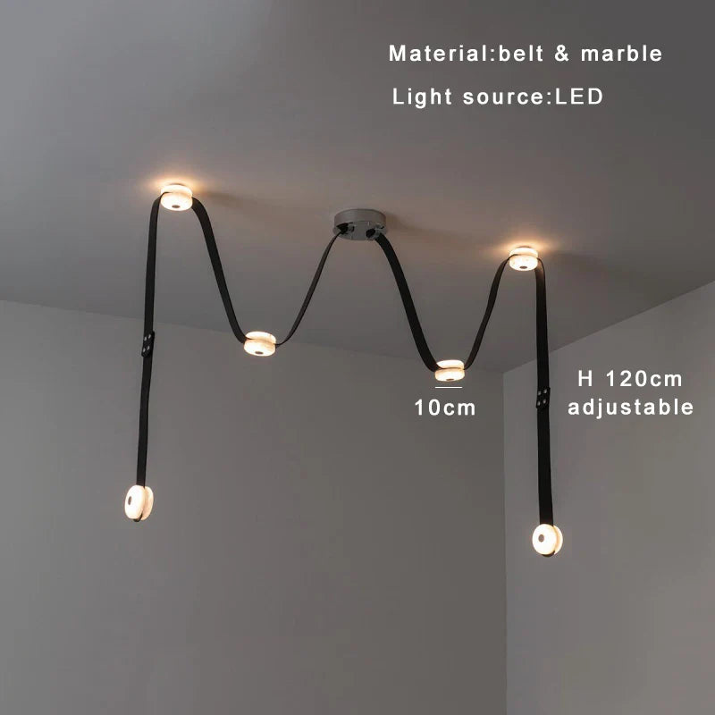 DecorBites™ Leather Marble Ceiling Pendant Lights - Adjustable Hanging Lamp for Dining Room & Bedroom