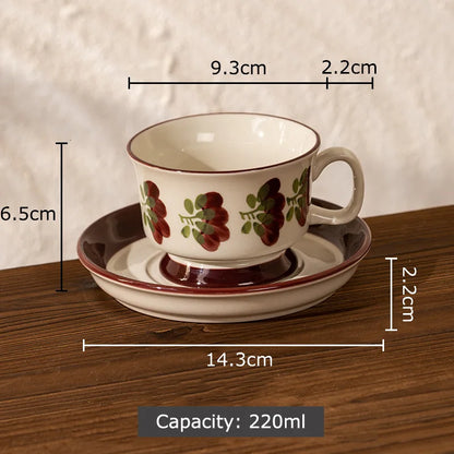 DecorBites™ Flowers Pattern Ceramic Cup&saucer Set Gold-plated Coffee Tea Mug Juice Container