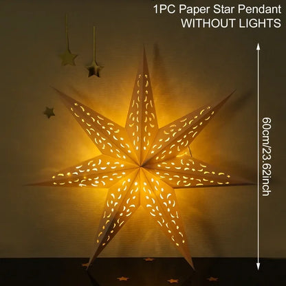 Hollow Star Hanging Pendants Ramadan Decoration 2024 for Home Navidad Natal Noel Gifts Christmas Ornaments New Year 2025