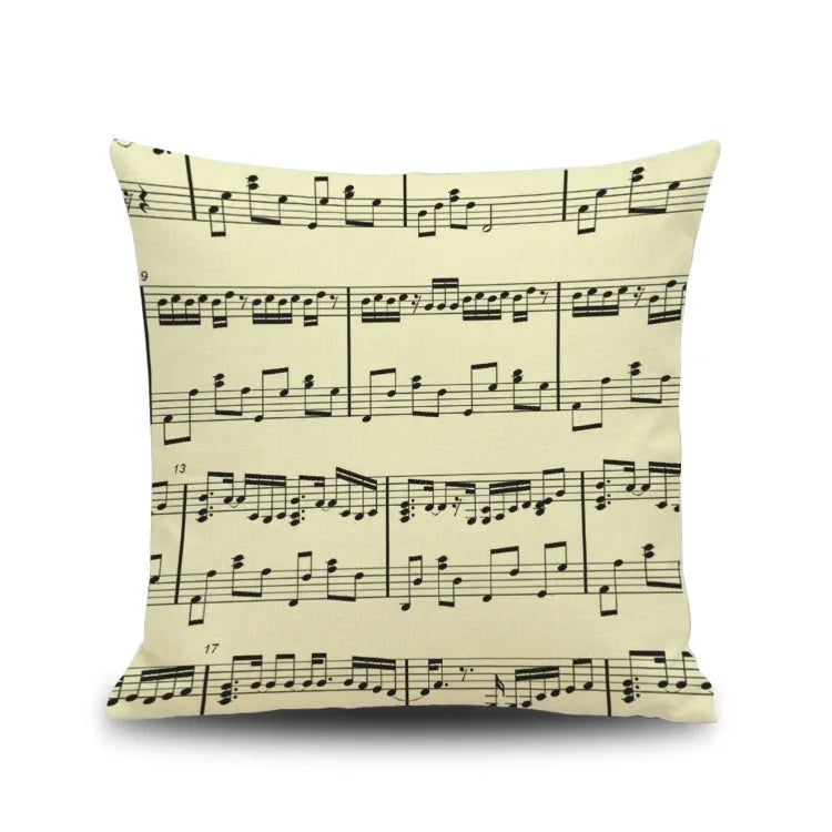 DecorBites™ Letter Notes Piano Graphic Print Linen Pillowcase 45x45cm Living Room Decor
