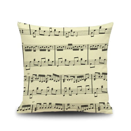 DecorBites™ Letter Notes Piano Graphic Print Linen Pillowcase 45x45cm Living Room Decor