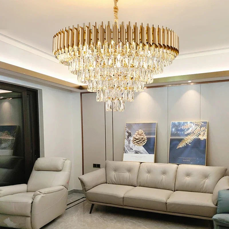 DecorBites™ Crystal Pendant Chandelier - Modern Luxury LED Lighting for Living, Dining, Bedroom