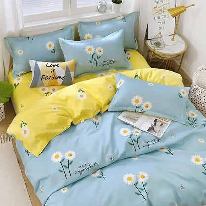 Daisy Print Bedding Set King/Queen Size by Decobites - Cozy & Durable