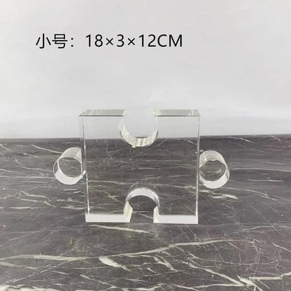 DecorBites™ Crystal Geometric Puzzle Glass Sculpture Home Decor Figurine