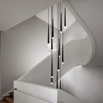 DecorBites™ Loft Black LED Stair Chandelier for Modern Living Room and Restaurant