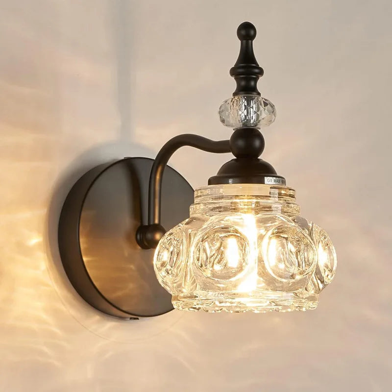 Lámpara de pared de cristal dorado Decorbites™: Luz LED de lujo para interiores en sala de estar, dormitorio y baño