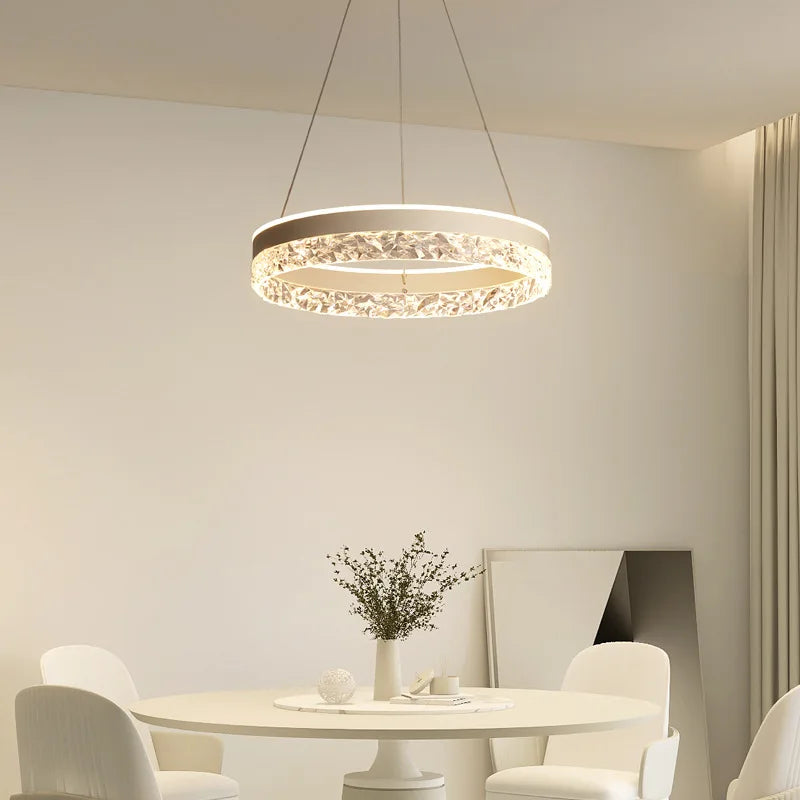 DecorBites™ Crystal Ring LED Pendant Light - Modern Home Lighting for Bedroom and Restaurant