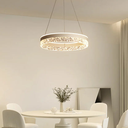 DecorBites™ Crystal Ring LED Pendant Light - Modern Home Lighting for Bedroom and Restaurant