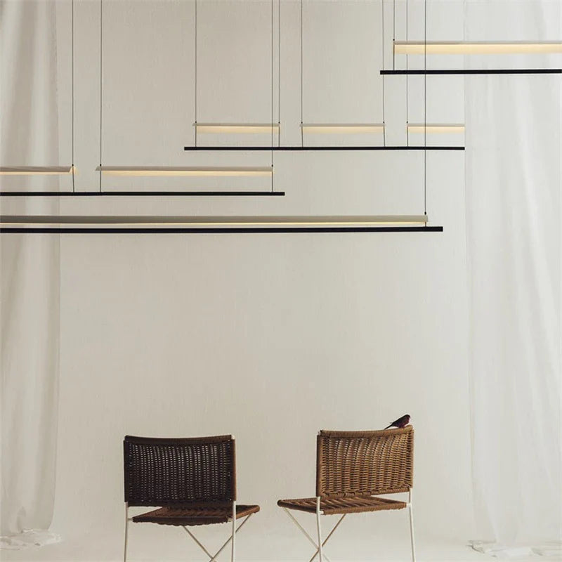 DecorBites™ LED Iron Art Chandelier: Nordic Minimalist Design with Long Lights for Office