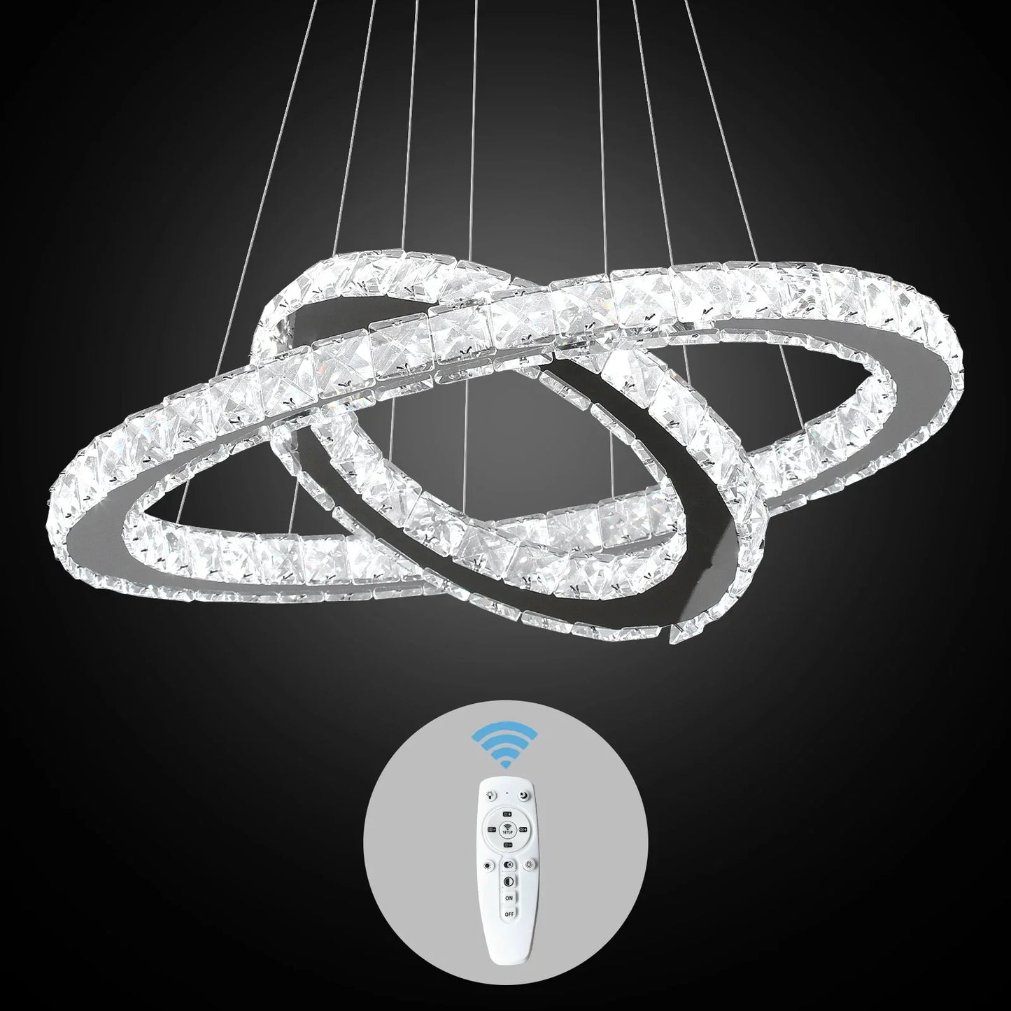 DecorBites™ Crystal Chandelier: Luxury LED Pendant Lighting for Living & Dining Room