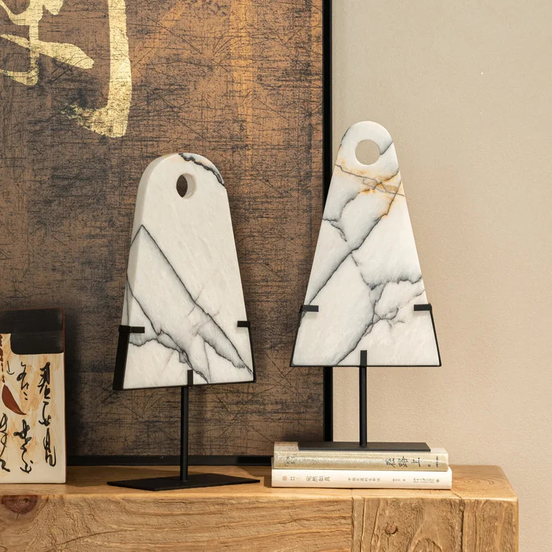 ديكوربايتس™ - منحوتة رخامية من اليشم المجردة - ديكور منزلي - تماثيل هندسية