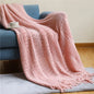 Decobites Nordic Knitted Sofa Blanket with Tassels - Solid Color Siesta Shawl Blanket