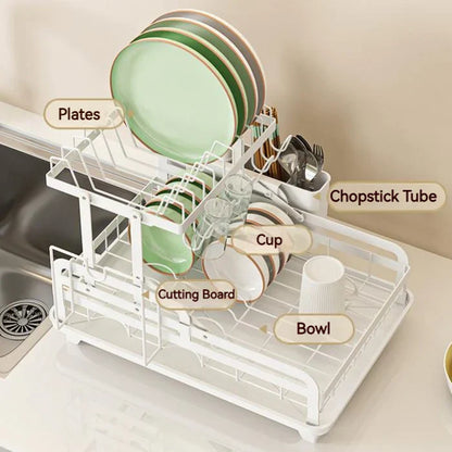 DecorBites™ Kitchen Bowl Rack & Utensil Holder with Drainboard and Knife Slots