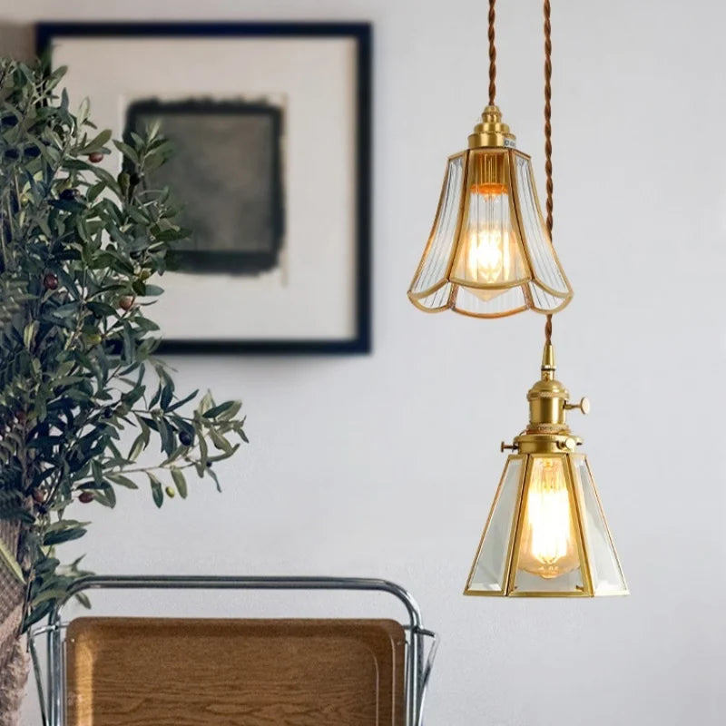 DecorBites™ Glass LED Hanging Lamp | Minimalist Copper Pendant Light