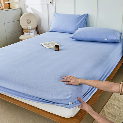 DecorBites™ Coarse Cotton Queen Fitted Sheet: Comfortable, Durable Maternal Child Bedding