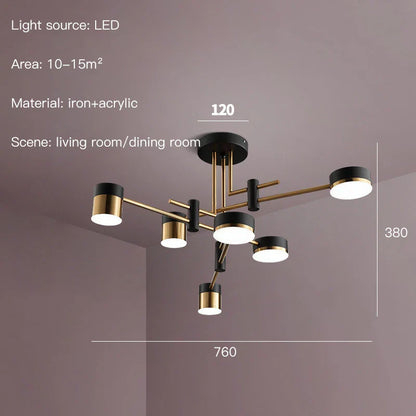 Lámpara de araña LED DecorBites™ Black Branch: Diseño nórdico moderno para sala de estar, dormitorio y comedor.