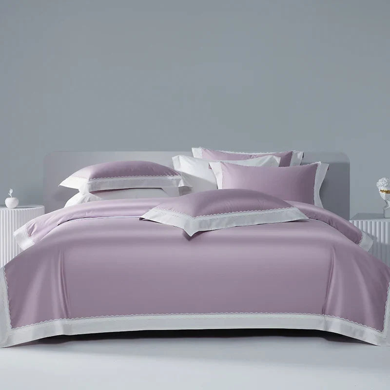 Lace Cotton Bedding Set 1200TC Egyptian King