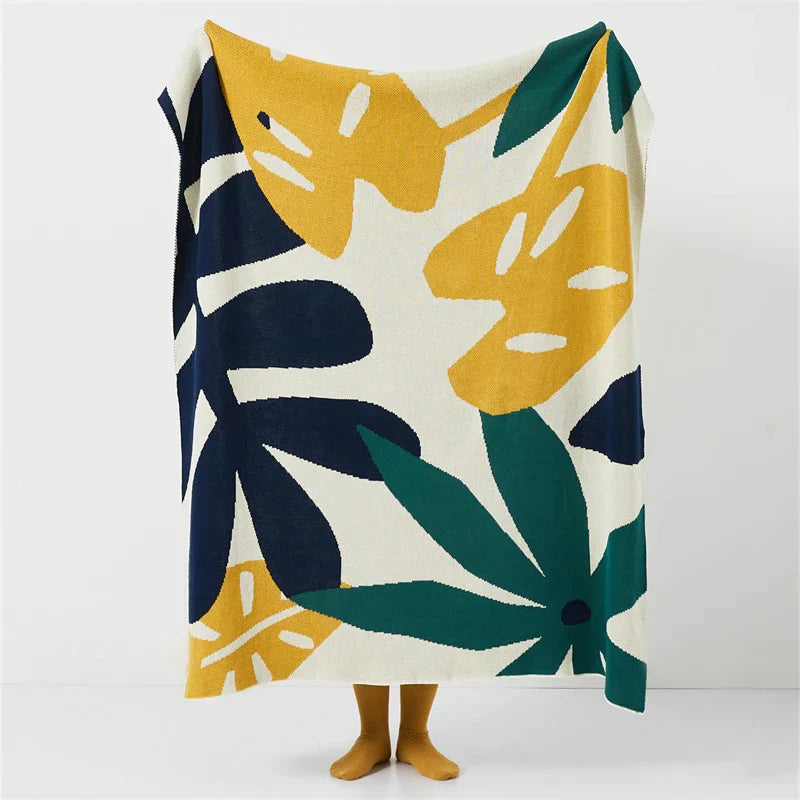 Cotton Leaf Jacquard Blanket