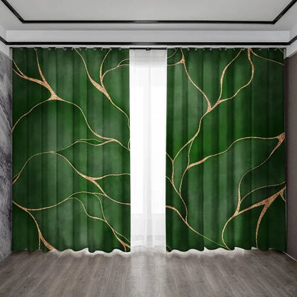 Decobites Green Turtle Leaf Curtains for Kitchen, Coffee Shop, Living Room - Stylish Home Decoration