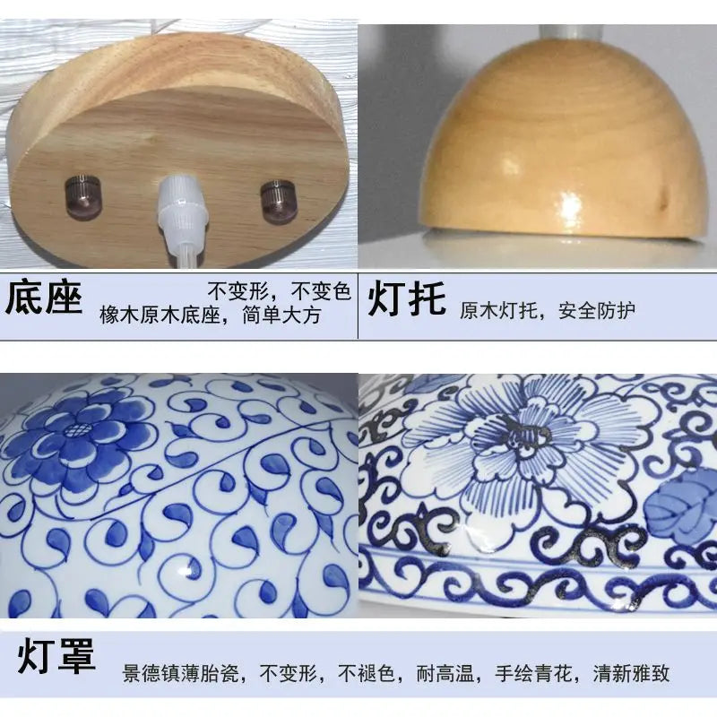 DecorBites™ Blue White Porcelain Pendant Chandelier for Hotel Store Dining Room