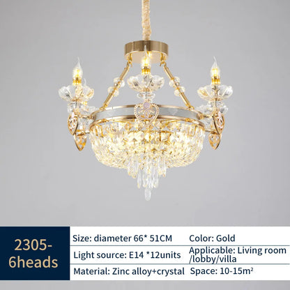 DecorBites™ Crystal Luxury Chandelier for European Style Living Room, Bedroom, and Stairwell