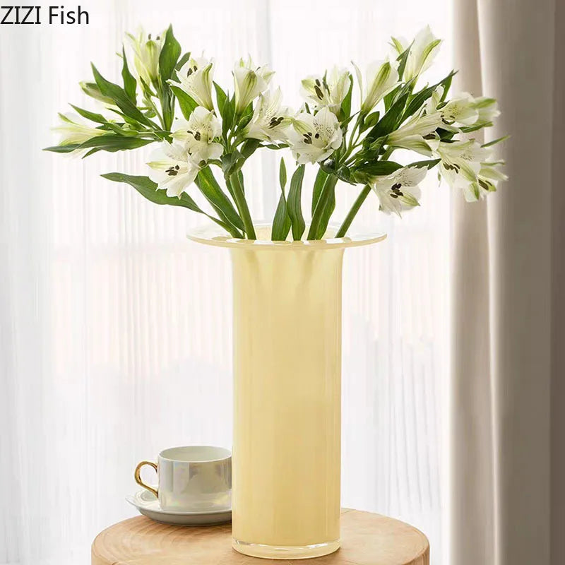 DecorBites™ Jade Trumpet Glass Vase Hydroponics Flower Pot Desk Decoration