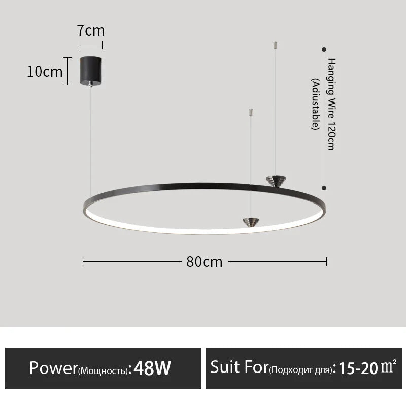 DecorBites™ Circular All-Copper Italian Style LED Pendant Lamp for Living Room and Bedroom