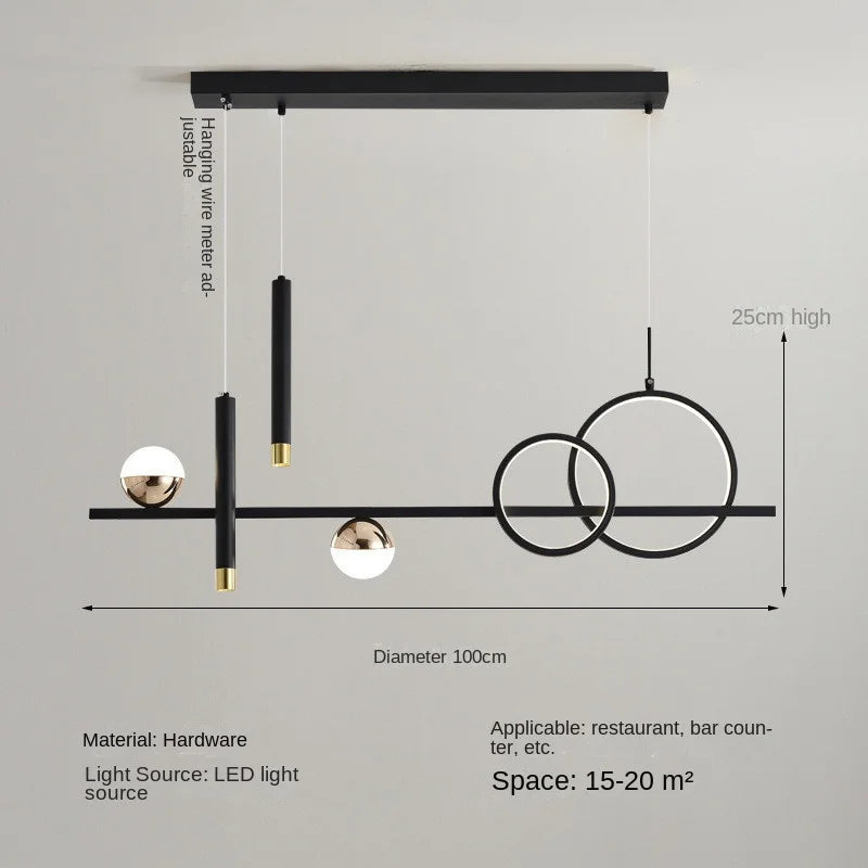 DecorBites™ LED Pendant Lights: Modern Minimalist Chandelier with Remote Control, Ideal for Kitchen, Dining, Office