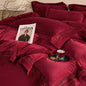 Decobites Cozy Velvet Lace Bedding Set: Duvet Cover, Sheet, Pillowcases - 4Pcs Warm & Stylish