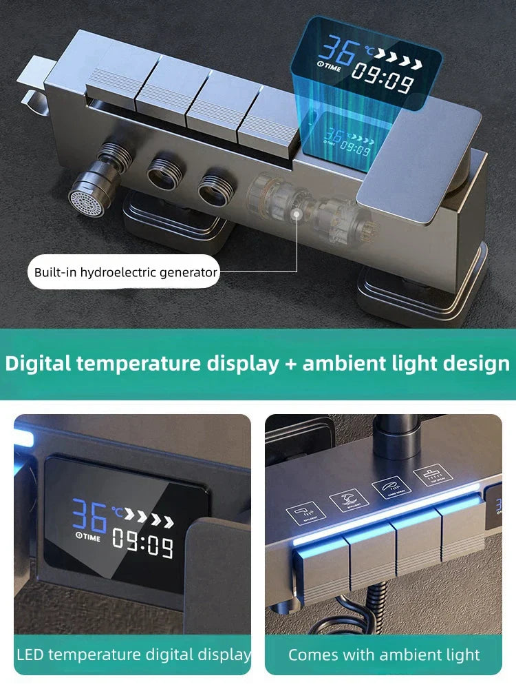 DecorBites™ Electric Sunflower Rainfall Showers System: Modern Hygienic Thermostat Set for Smart Bathrooms