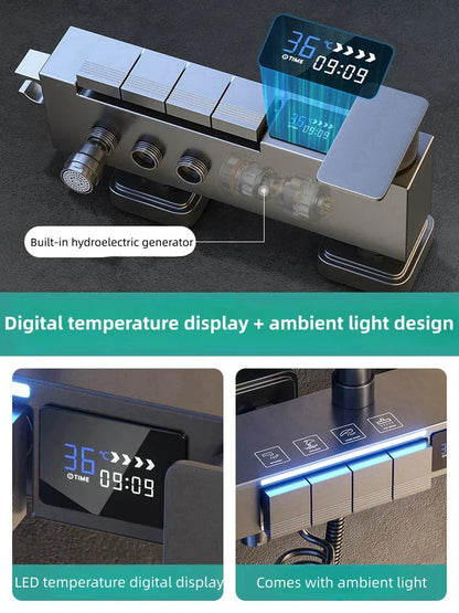 DecorBites™ Electric Sunflower Rainfall Showers System: Modern Hygienic Thermostat Set for Smart Bathrooms