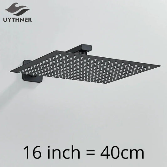DecorBites™ 16" Luxury Rain Shower Head with Wall Mounted Shower Arm - Bathroom Accessory