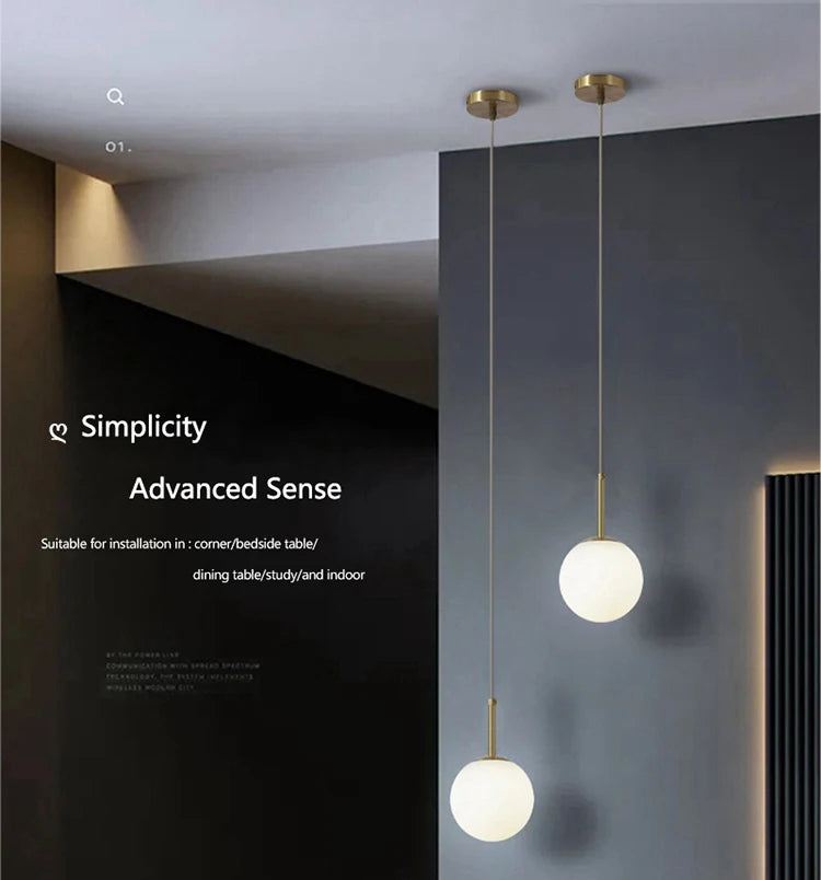 Copper Glass Pendant Light Multiple Voltages