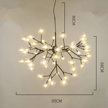 Lámpara de araña redonda de cristal Heracleum Firefly de DecorBites™ - Iluminación de lujo para escaleras y comedor